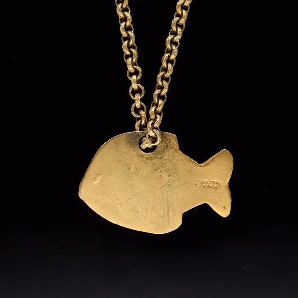 Rare Vintage Agatha Paris Fish Necklace, Earrings and Bracelet