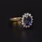18ct Yellow Gold Blue Sapphire & Diamond Ring