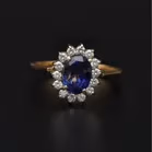 18ct Yellow Gold Blue Sapphire & Diamond Ring