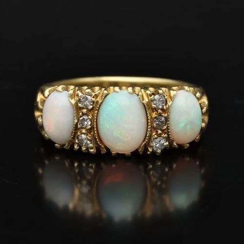 18ct Gold Opal and Diamond Ring image-2