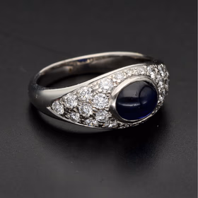 14ct White Gold Sapphire Cabochon Ring