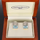 Vintage 18ct Gold Aquamarine and Diamond Earrings