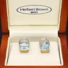 Vintage 18ct Gold Aquamarine and Diamond Earrings