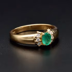 18ct Gold Emerald and Diamond Ring