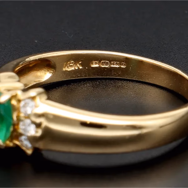 18ct Gold Emerald and Diamond Ring