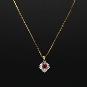 18ct Gold Ruby and Diamond Pendant