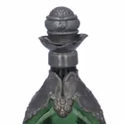 Art Nouveau Pewter Overlay Dimple Pattern Green Spirit Decanter