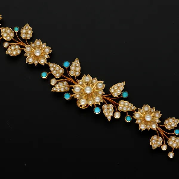 15ct Victorian Pearl and Turquoise Choker
