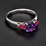 Unusual 18ct Gold Ruby Amethyst Ring