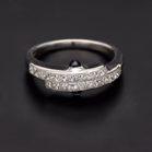 18ct White Gold Diamond Ring With Side Sapphires