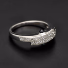 18ct White Gold Diamond Ring With Side Sapphires