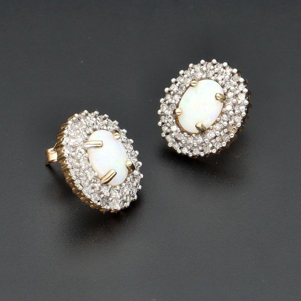 Gold Opal Diamond Earrings