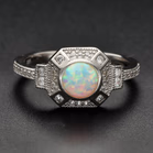 Silver 925 Cubic Zirconia and Opal Ring