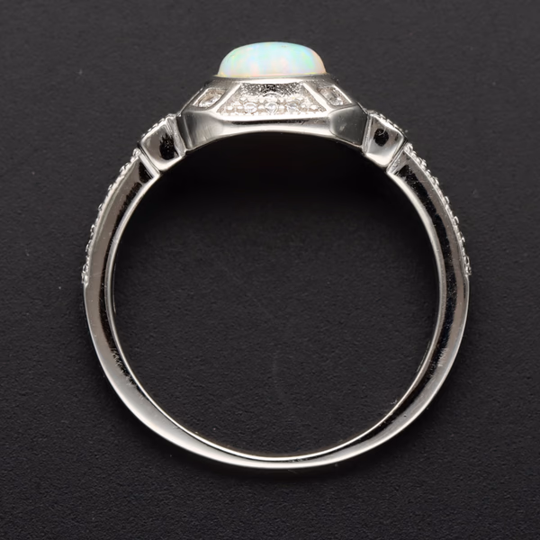 Silver 925 Cubic Zirconia and Opal Ring