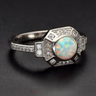 Silver 925 Cubic Zirconia and Opal Ring