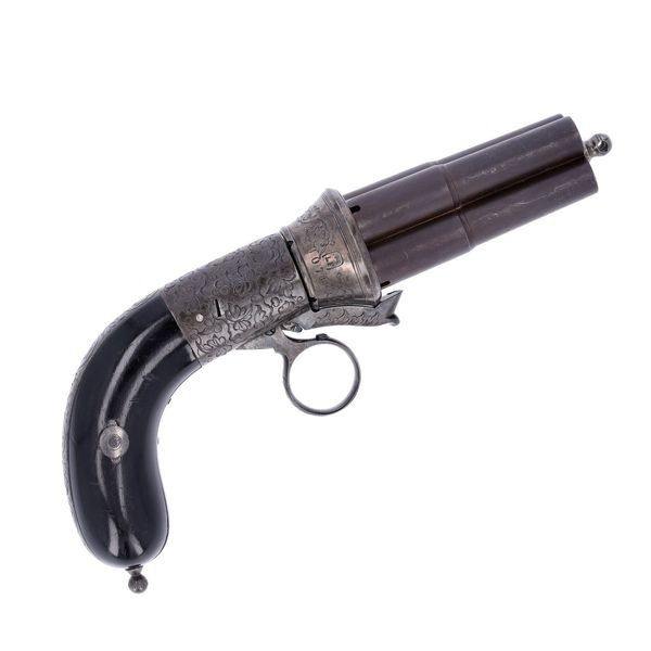 Scarce 12mm Four Shot Pinfire Pepper Box Revolver