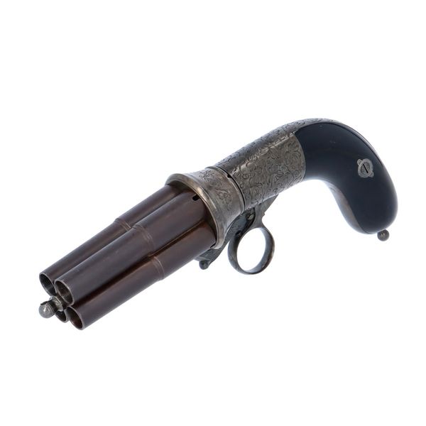 Scarce 12mm Four Shot Pinfire Pepper Box Revolver