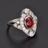 Platinum Ruby & Diamond Cluster Ring