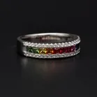 18ct White Gold Multi Coloured Sapphire and Diamond Ring