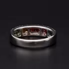18ct White Gold Multi Coloured Sapphire and Diamond Ring