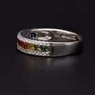 18ct White Gold Multi Coloured Sapphire and Diamond Ring