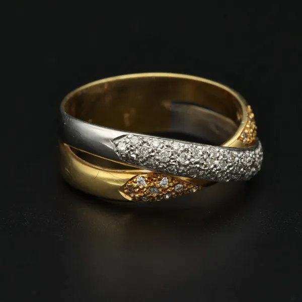 18ct Yellow & White Gold Diamond Crossover Band