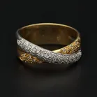 18ct Yellow & White Gold Diamond Crossover Band