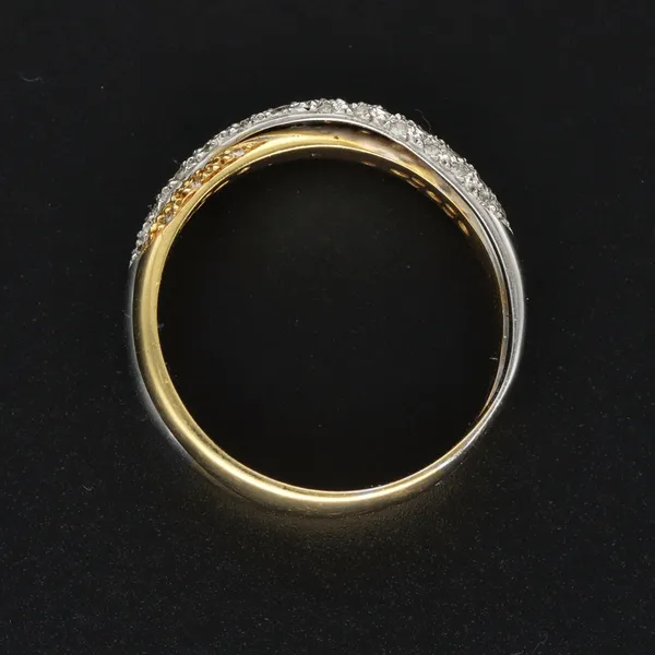 18ct Yellow & White Gold Diamond Crossover Band