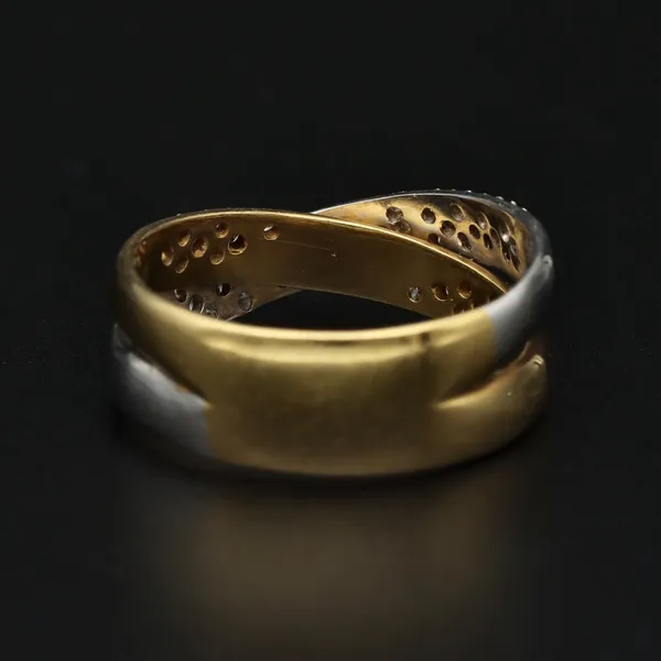 18ct Yellow & White Gold Diamond Crossover Band