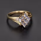 9ct Yellow Gold Amethyst & Diamond Dress Ring
