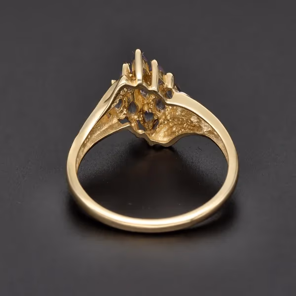 9ct Yellow Gold Amethyst & Diamond Dress Ring