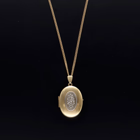 9k Gold Pave Set Locket with Diamonds