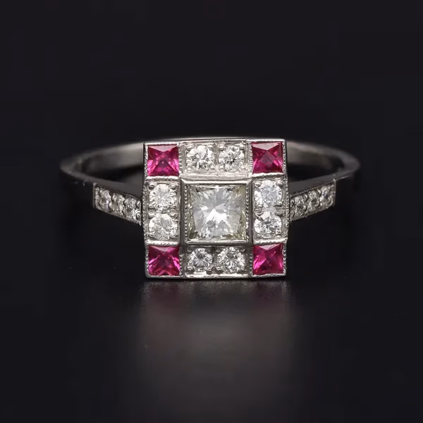 Platinum Ruby & Diamond Ring