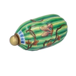 20th Century Chinese Porcelain Melon Shaped Snuff Bottle