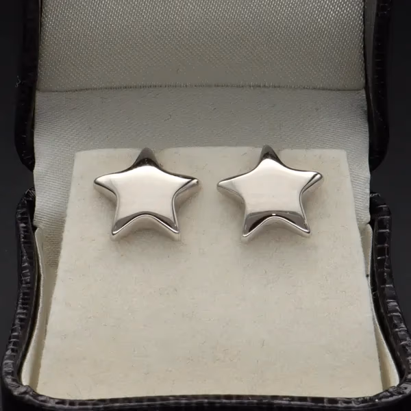 18ct White Gold Millenium Earrings. London 2000
