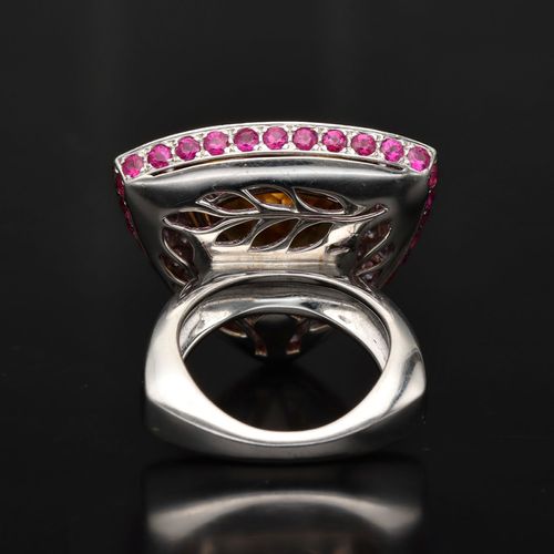 18ct White Gold Citrine Pink Sapphire and Ruby Ring image-5