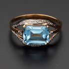 9ct Gold Topaz and Diamond Ring