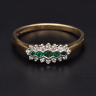 9ct Gold Emerald & Diamond Ring