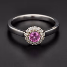 18ct White Gold Pink Sapphire & Diamond Ring