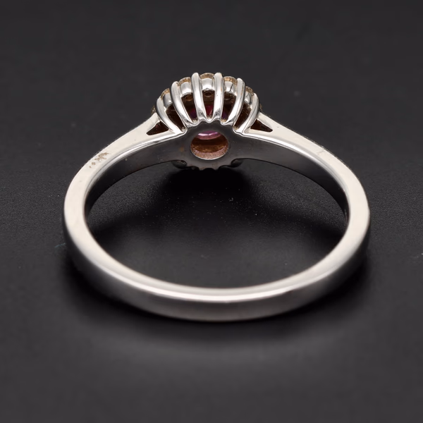 18ct White Gold Pink Sapphire & Diamond Ring