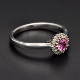 18ct White Gold Pink Sapphire & Diamond Ring