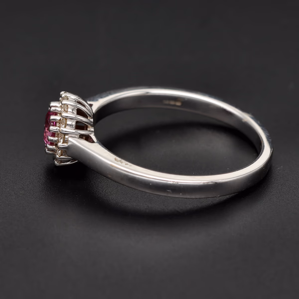 18ct White Gold Pink Sapphire & Diamond Ring