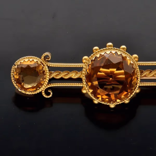 Antique 15ct Gold Citrine Brooch