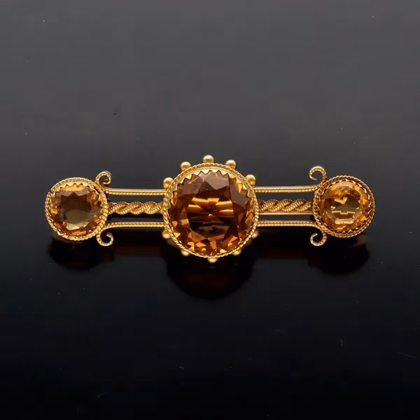 Antique 15ct Gold Citrine Brooch