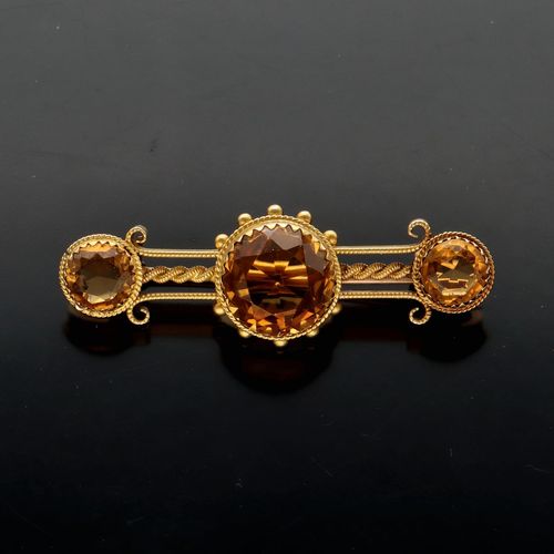 Antique 15ct Gold Citrine Brooch image-2
