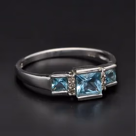 Gold Art Deco Style Topaz Diamond Ring