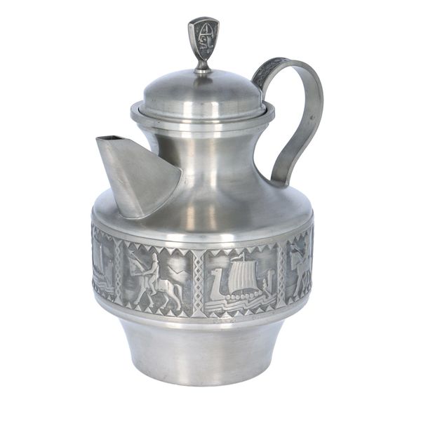 Vintage Snorre Norsk Tinn Pewter Teapot Set