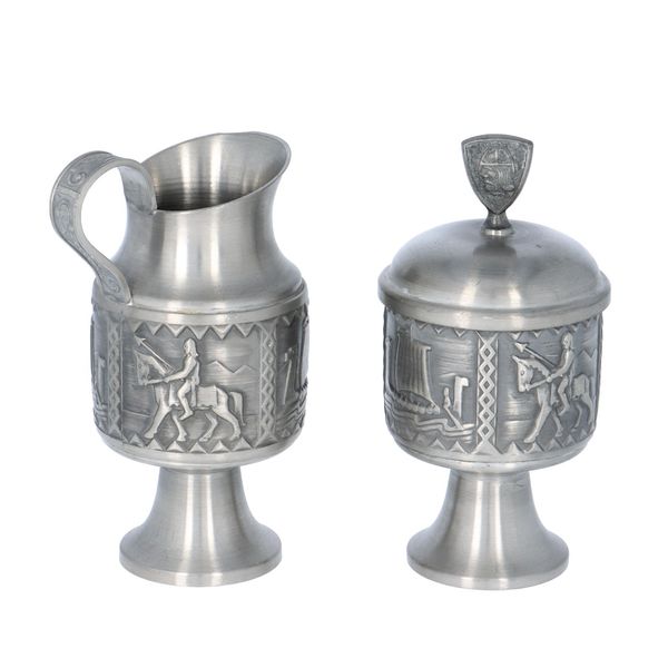 Vintage Snorre Norsk Tinn Pewter Teapot Set