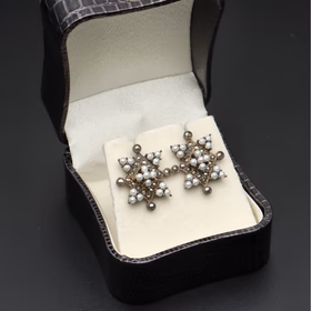 Vintage Silver Pearl and Marcasite Earrings