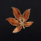 Mid Century Silver Gilt and Enamel Autumnal Leaf Brooch